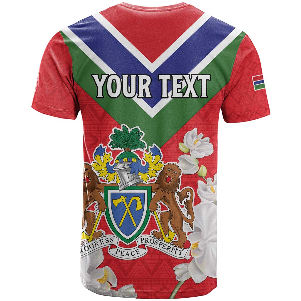 Personalized Gambia T Shirt Coat Of Arms White Variety Orchid