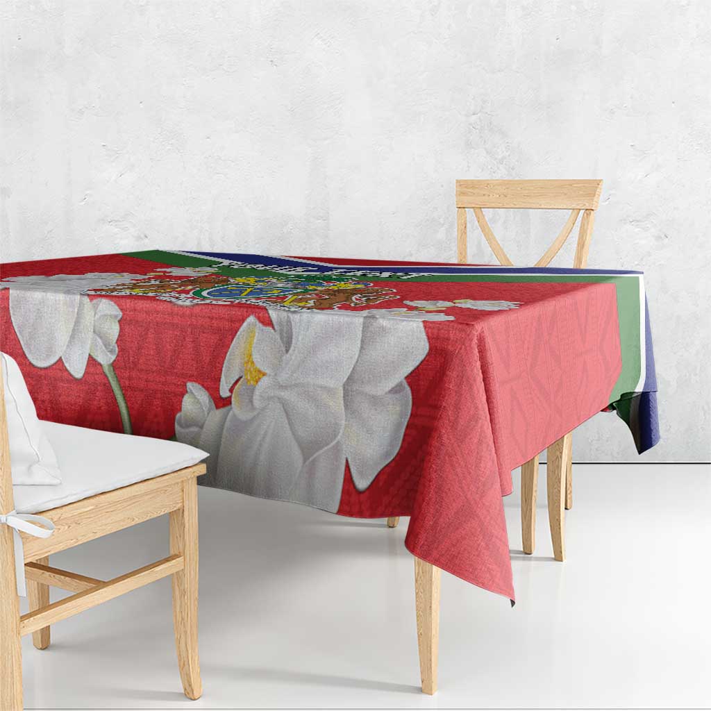Personalized Gambia Tablecloth Coat Of Arms White Variety Orchid