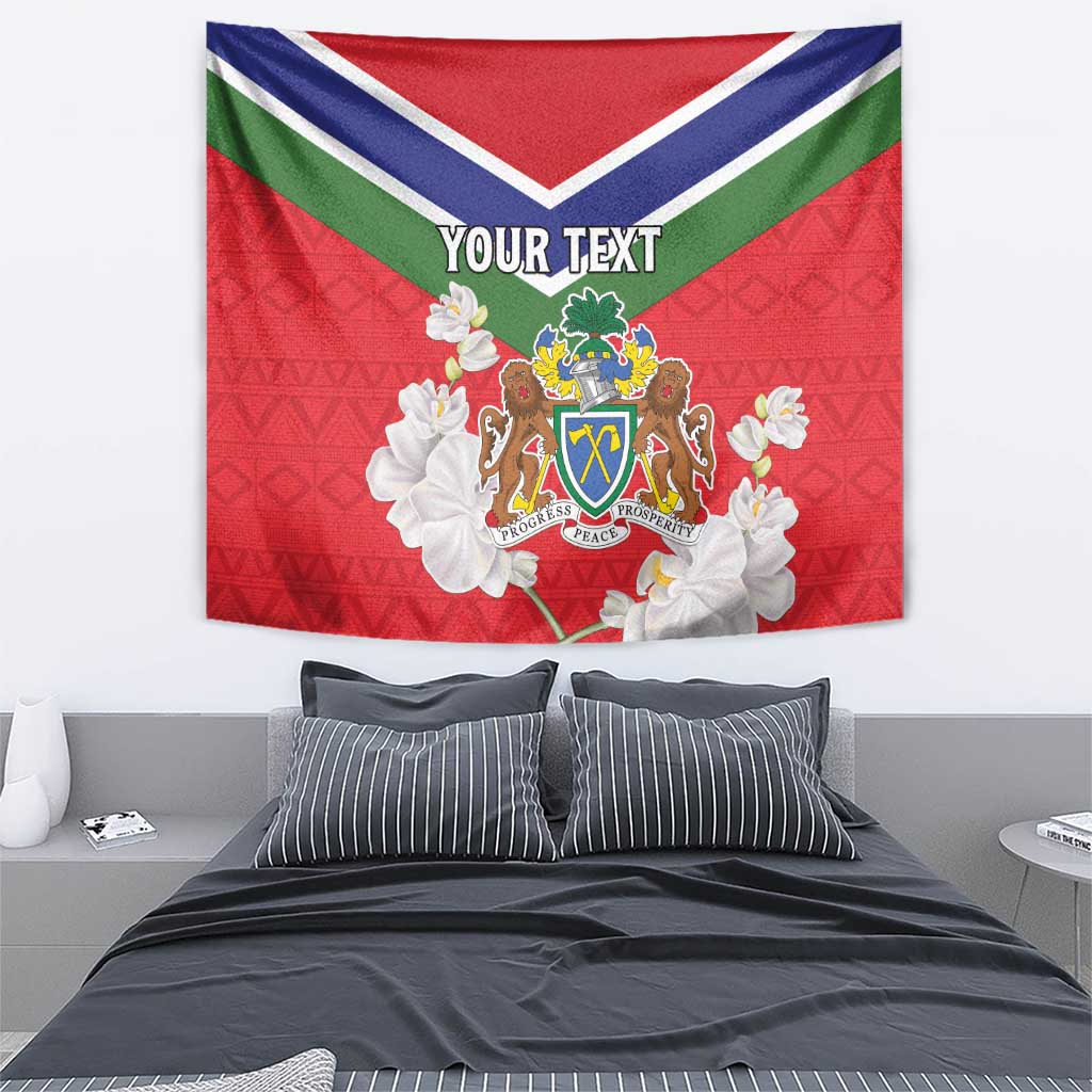 Personalized Gambia Tapestry Coat Of Arms White Variety Orchid