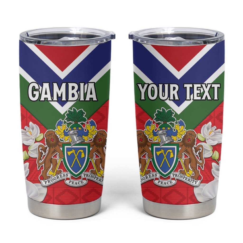 Personalized Gambia Tumbler Cup Coat Of Arms White Variety Orchid