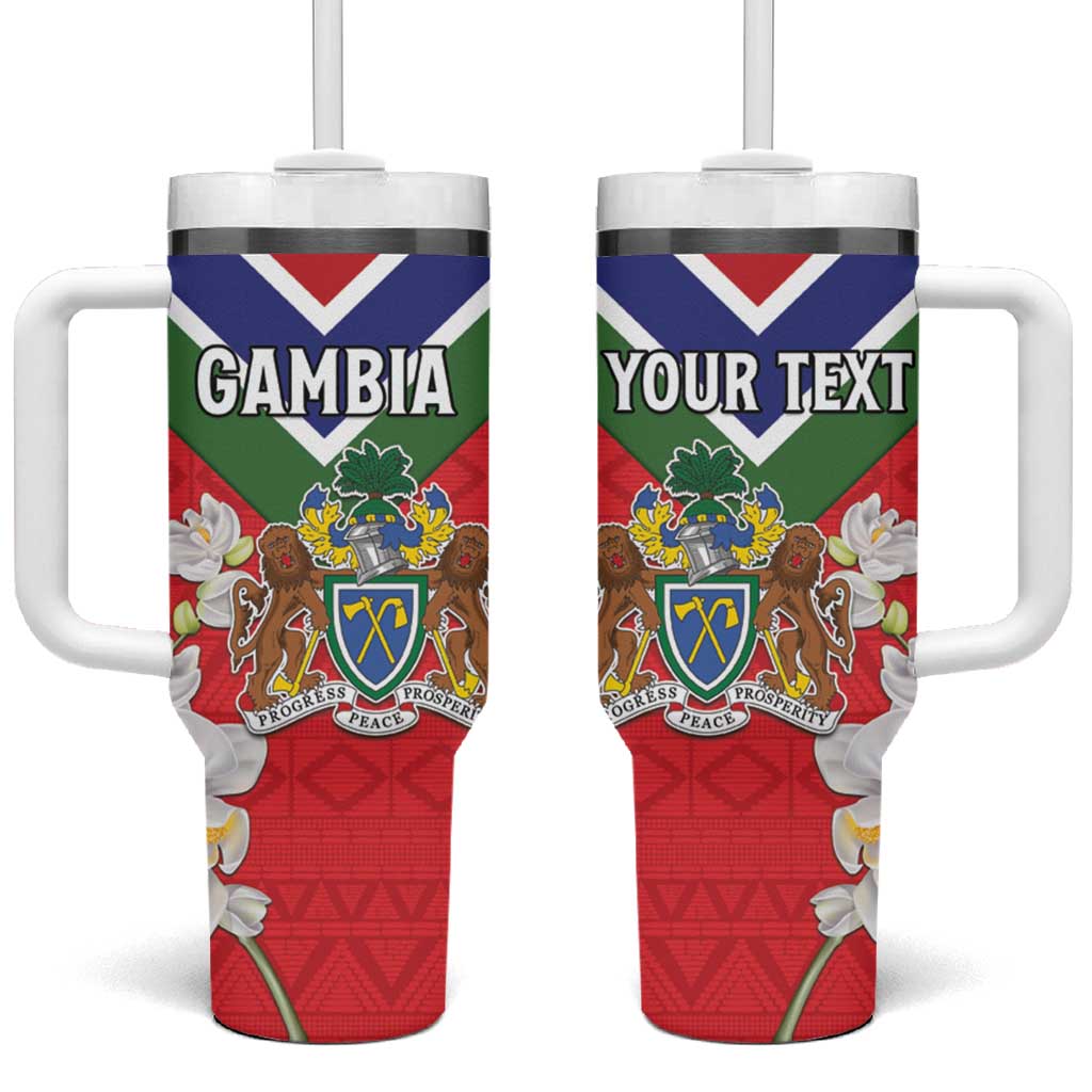 Personalized Gambia Tumbler With Handle Coat Of Arms White Variety Orchid