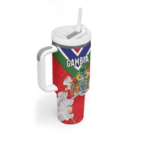 Personalized Gambia Tumbler With Handle Coat Of Arms White Variety Orchid