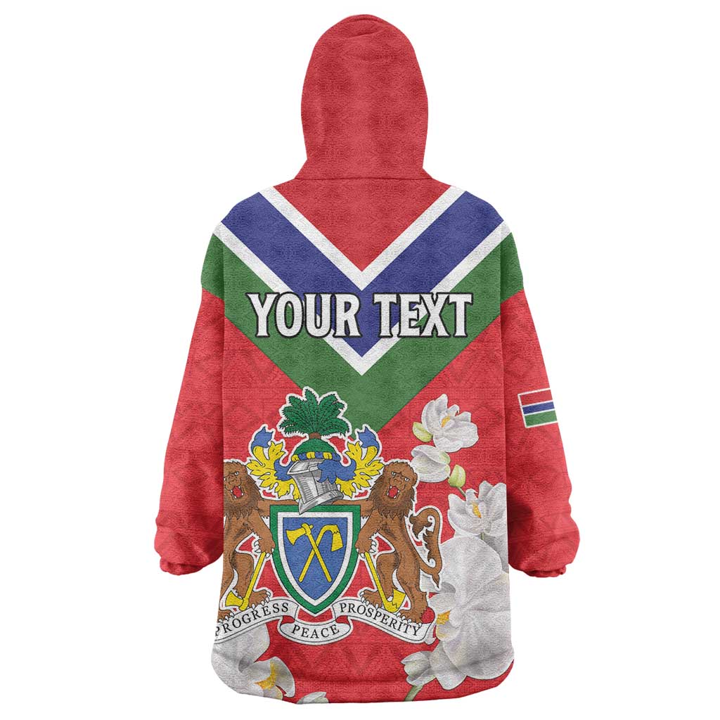 Personalized Gambia Wearable Blanket Hoodie Coat Of Arms White Variety Orchid
