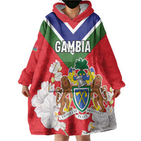Personalized Gambia Wearable Blanket Hoodie Coat Of Arms White Variety Orchid