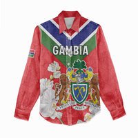Personalized Gambia Women Casual Shirt Coat Of Arms White Variety Orchid