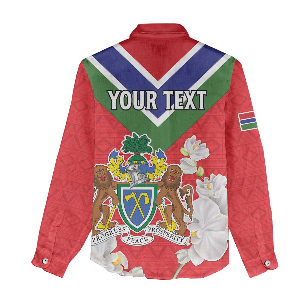 Personalized Gambia Women Casual Shirt Coat Of Arms White Variety Orchid