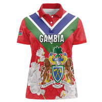 Personalized Gambia Women Polo Shirt Coat Of Arms White Variety Orchid