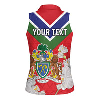 Personalized Gambia Women Sleeveless Polo Shirt Coat Of Arms White Variety Orchid
