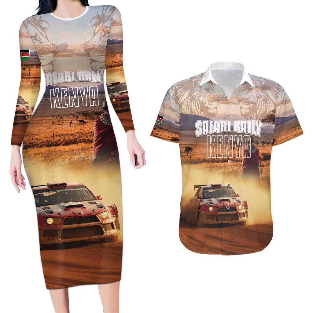 Personalized Kenya Rally Couples Matching Long Sleeve Bodycon Dress and Hawaiian Shirt Road To Champions