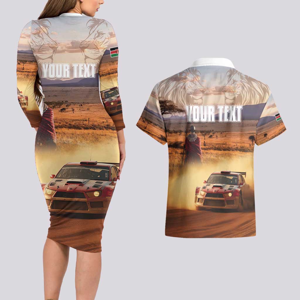Personalized Kenya Rally Couples Matching Long Sleeve Bodycon Dress and Hawaiian Shirt Road To Champions