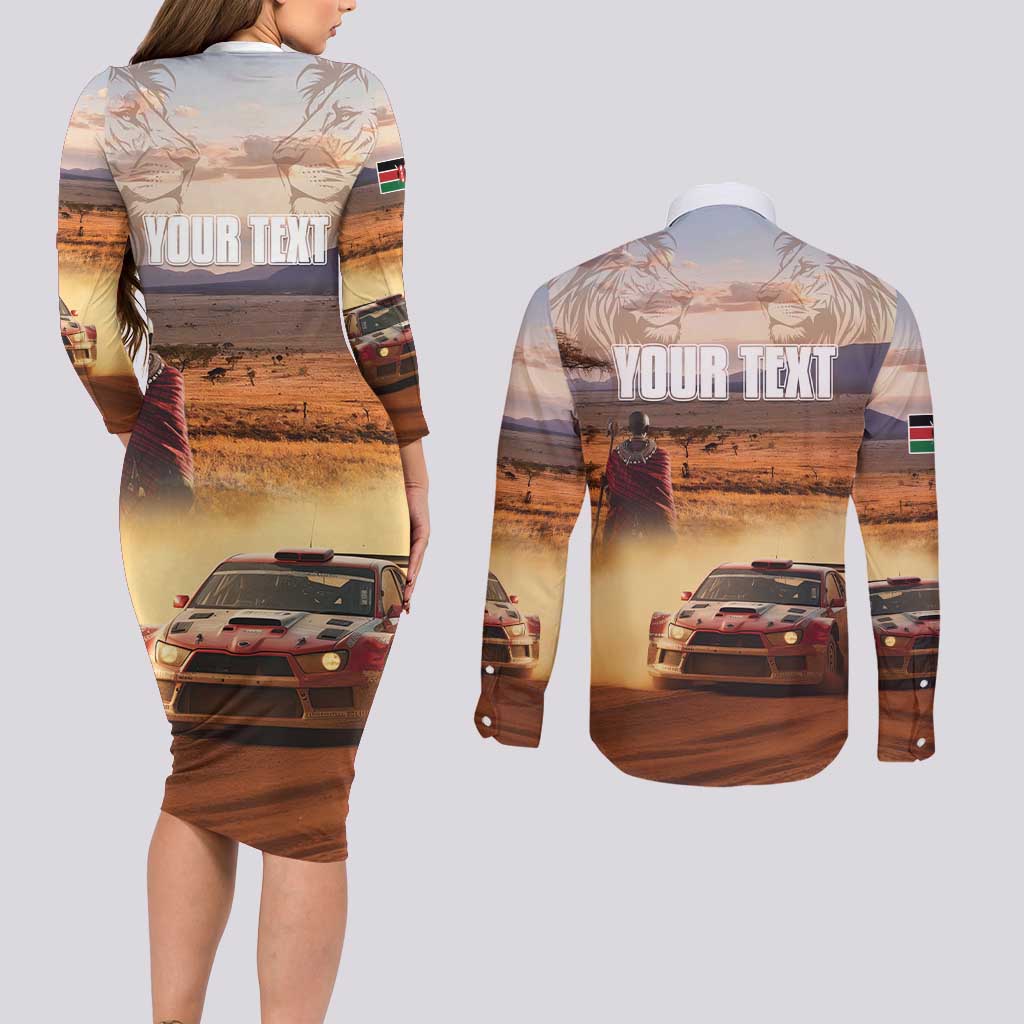 Personalized Kenya Rally Couples Matching Long Sleeve Bodycon Dress and Long Sleeve Button Shirt Road To Champions