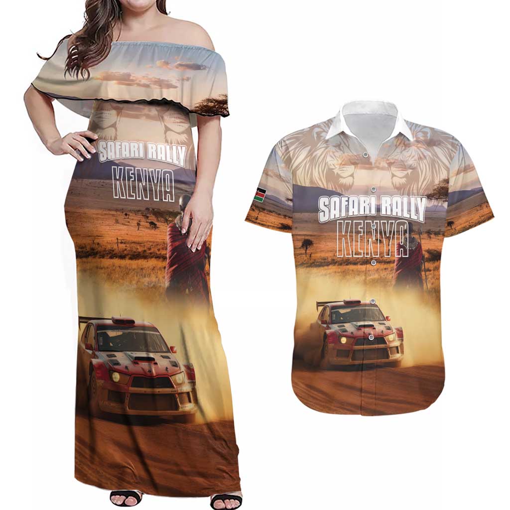 Personalized Kenya Rally Couples Matching Off Shoulder Maxi Dress and Hawaiian Shirt Road To Champions