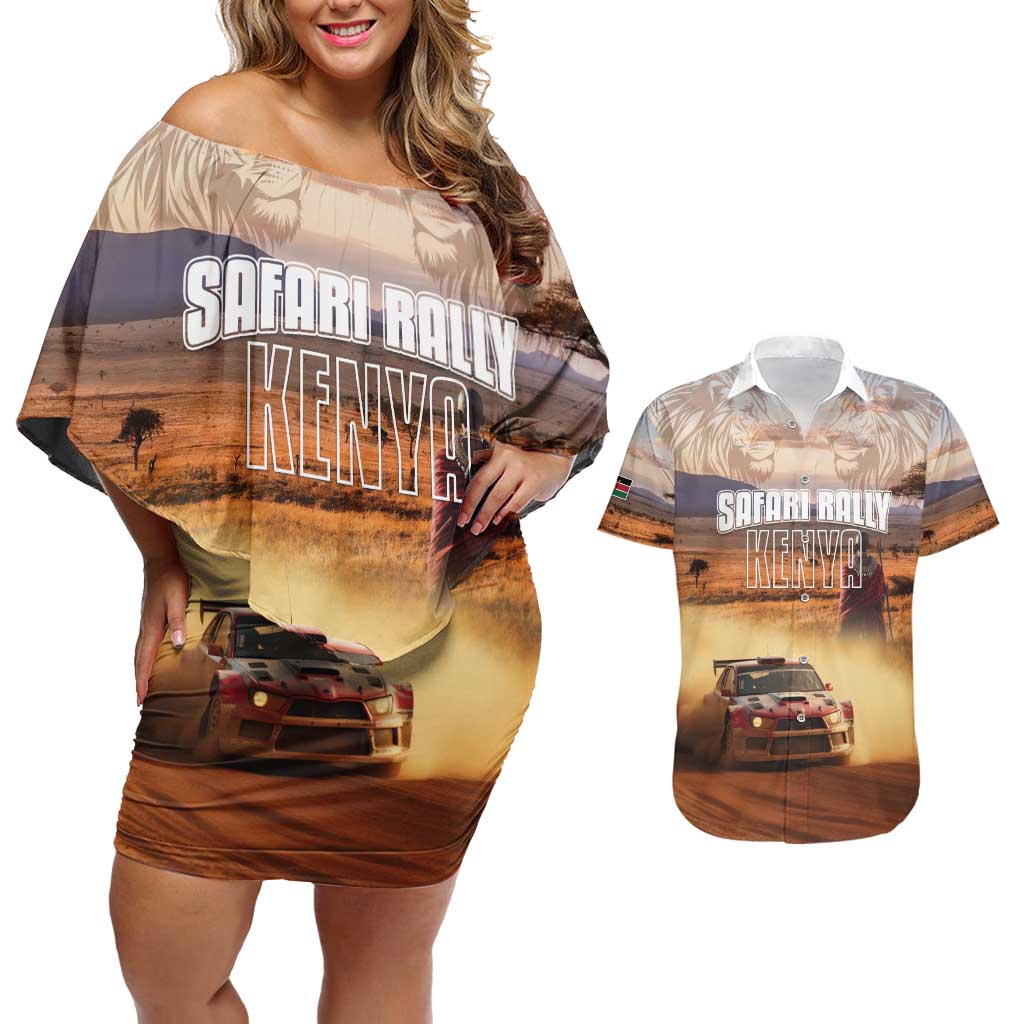 Personalized Kenya Rally Couples Matching Off Shoulder Short Dress and Hawaiian Shirt Road To Champions