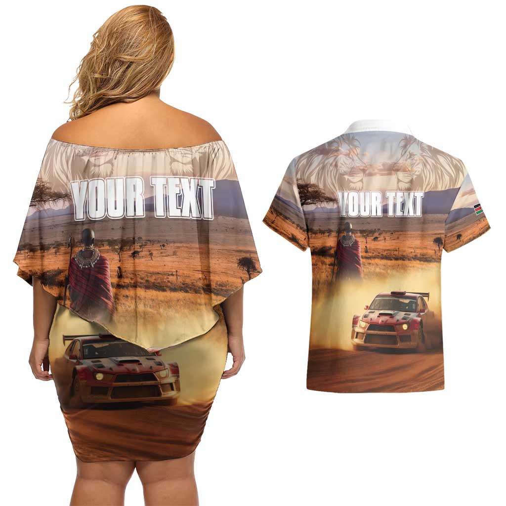 Personalized Kenya Rally Couples Matching Off Shoulder Short Dress and Hawaiian Shirt Road To Champions