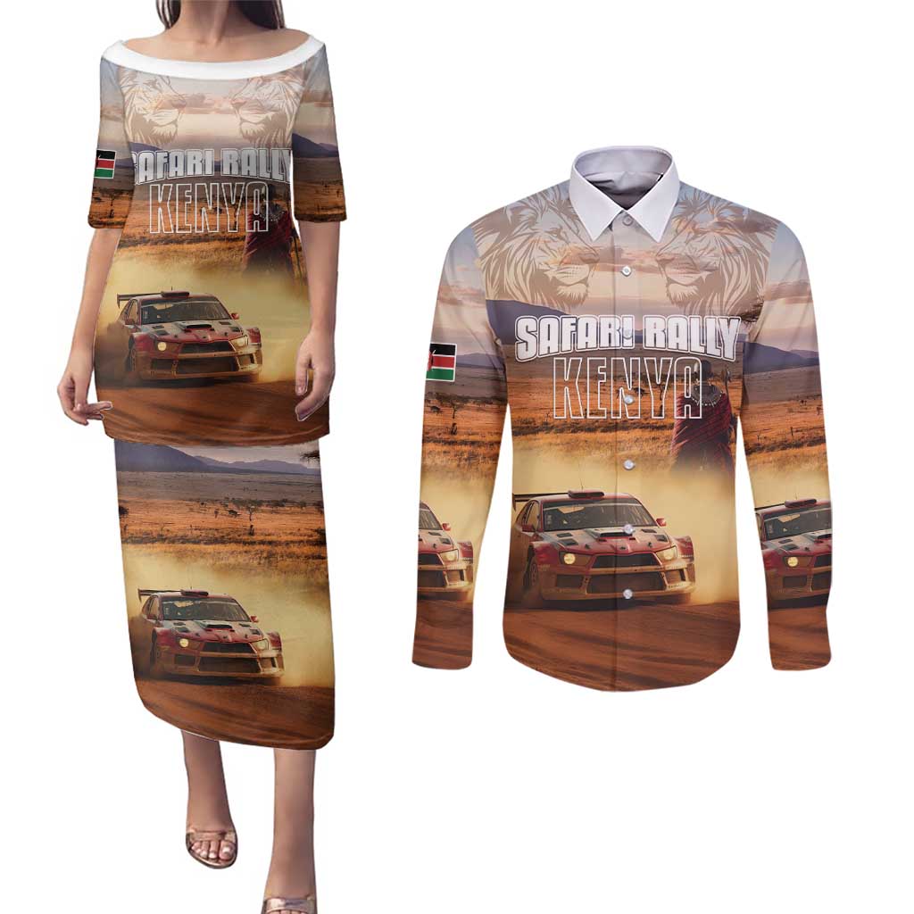 Personalized Kenya Rally Couples Matching Puletasi and Long Sleeve Button Shirt Road To Champions