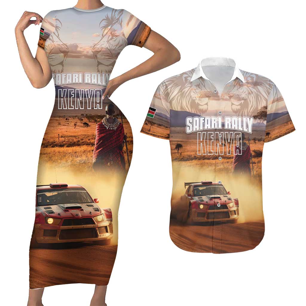 Personalized Kenya Rally Couples Matching Short Sleeve Bodycon Dress and Hawaiian Shirt Road To Champions