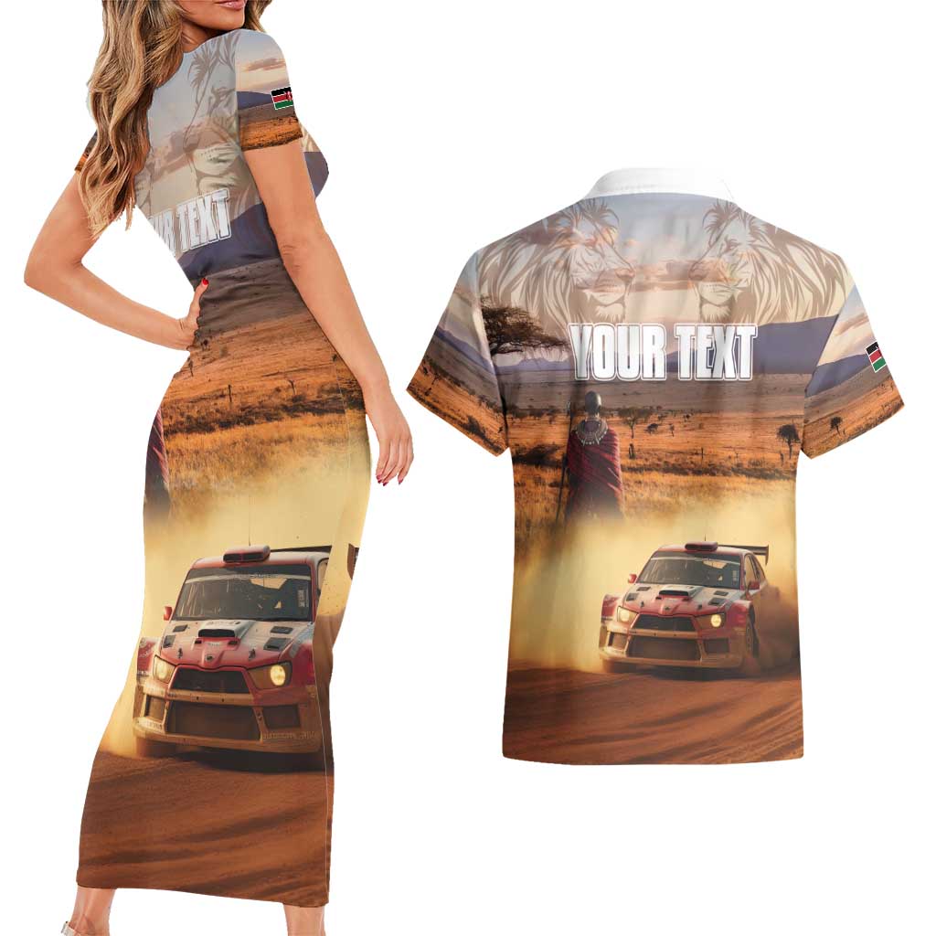 Personalized Kenya Rally Couples Matching Short Sleeve Bodycon Dress and Hawaiian Shirt Road To Champions