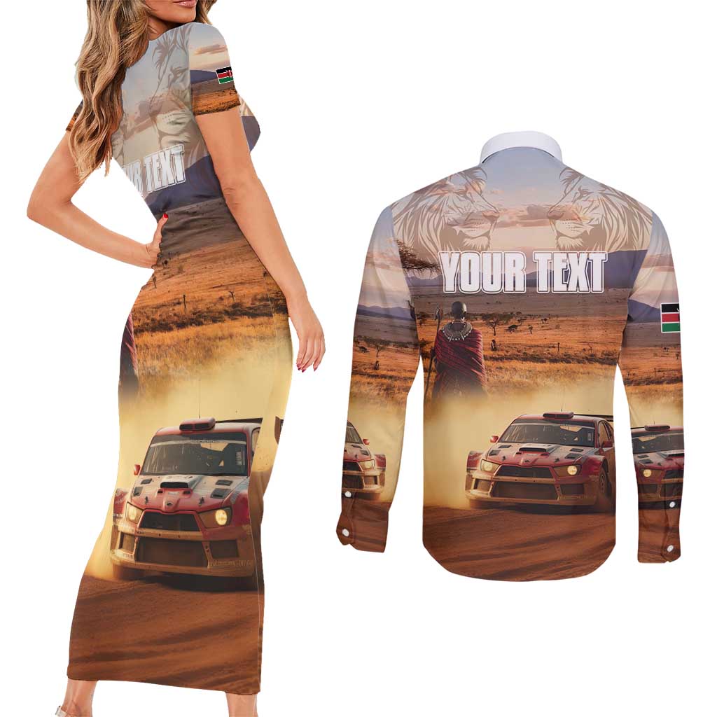 Personalized Kenya Rally Couples Matching Short Sleeve Bodycon Dress and Long Sleeve Button Shirt Road To Champions