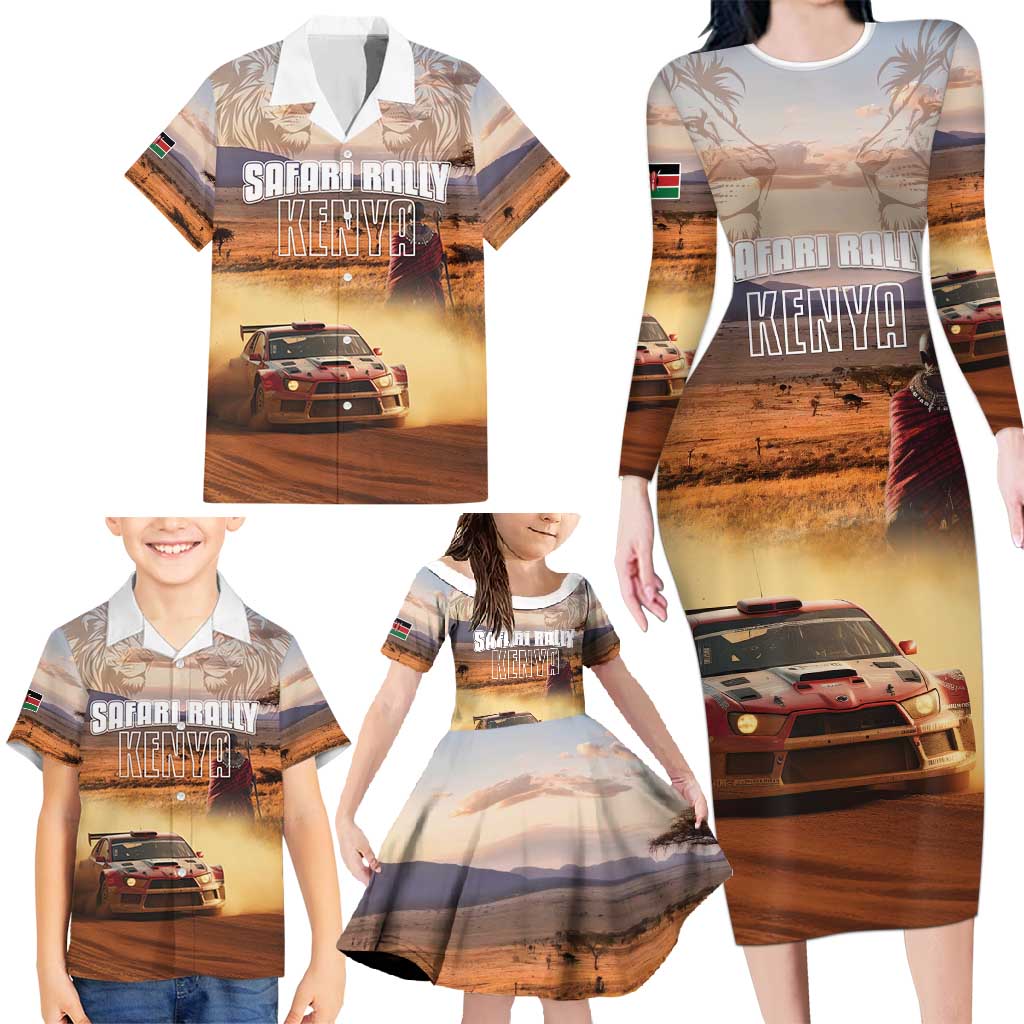 Personalized Kenya Rally Family Matching Long Sleeve Bodycon Dress and Hawaiian Shirt Road To Champions