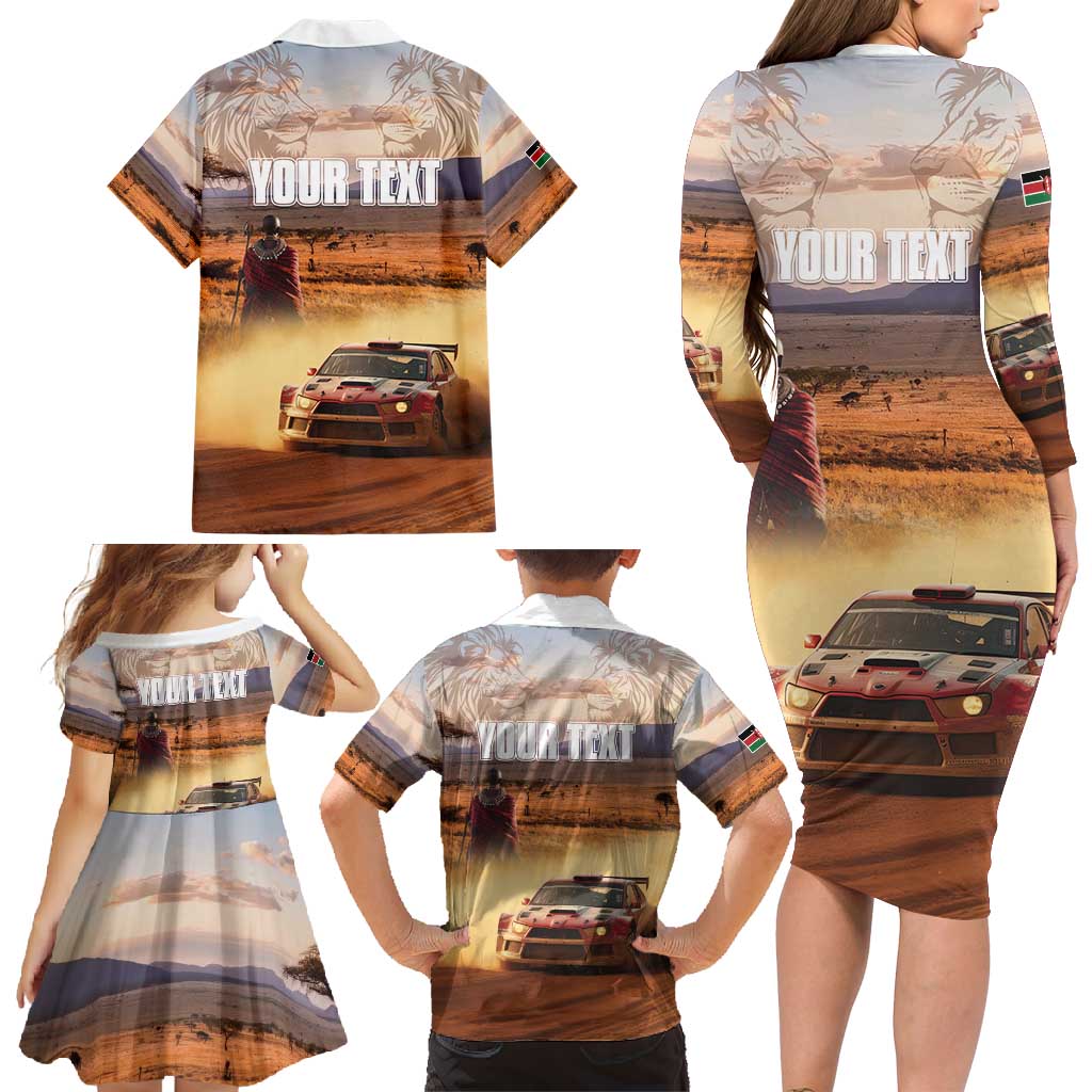 Personalized Kenya Rally Family Matching Long Sleeve Bodycon Dress and Hawaiian Shirt Road To Champions