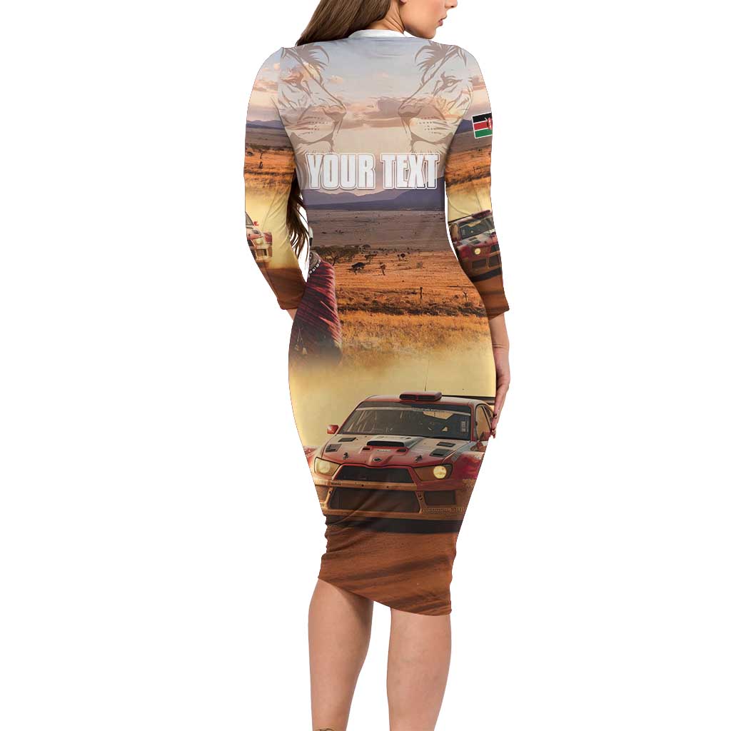 Personalized Kenya Rally Family Matching Long Sleeve Bodycon Dress and Hawaiian Shirt Road To Champions