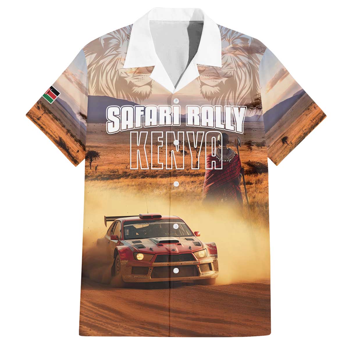 Personalized Kenya Rally Family Matching Off The Shoulder Long Sleeve Dress and Hawaiian Shirt Road To Champions