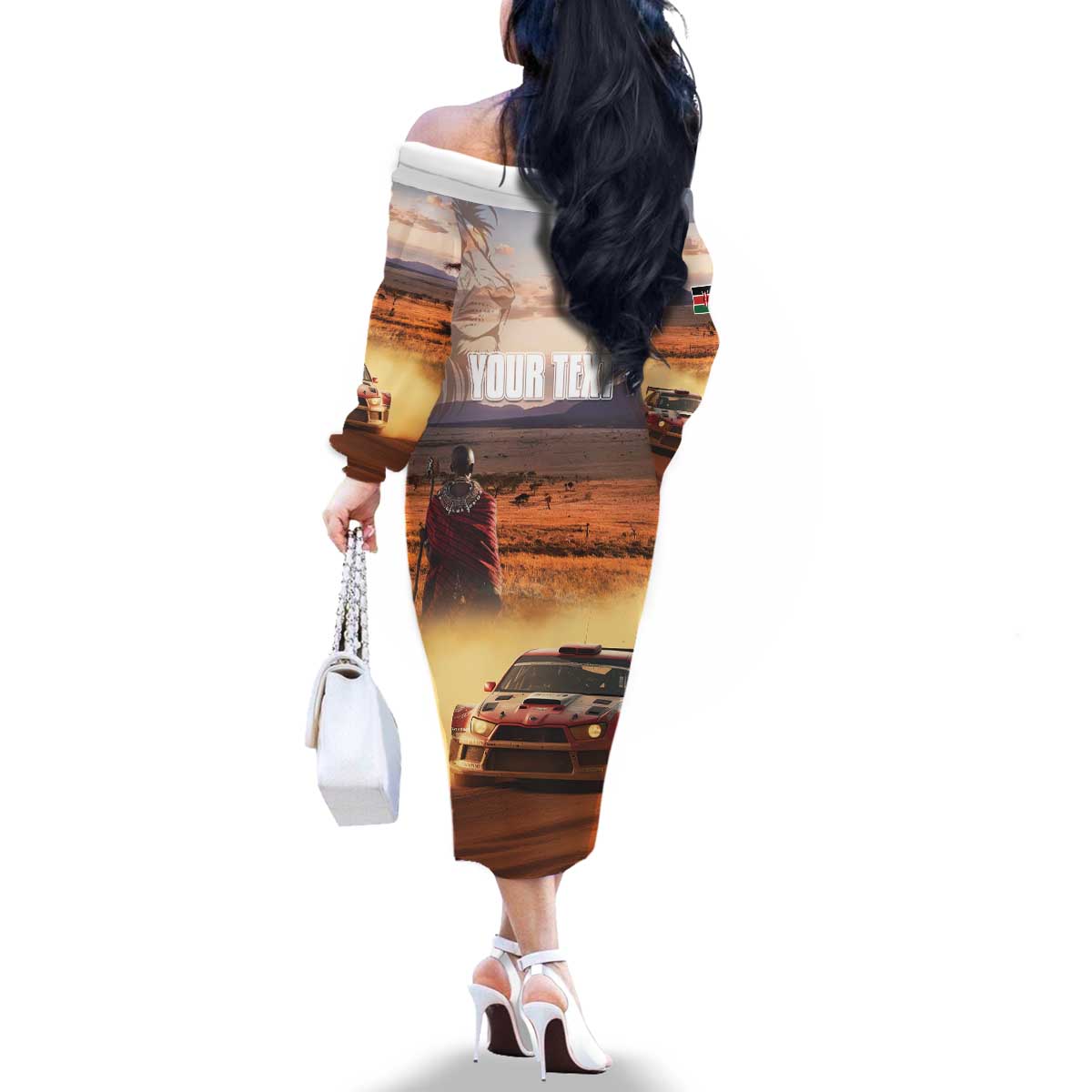 Personalized Kenya Rally Family Matching Off The Shoulder Long Sleeve Dress and Hawaiian Shirt Road To Champions