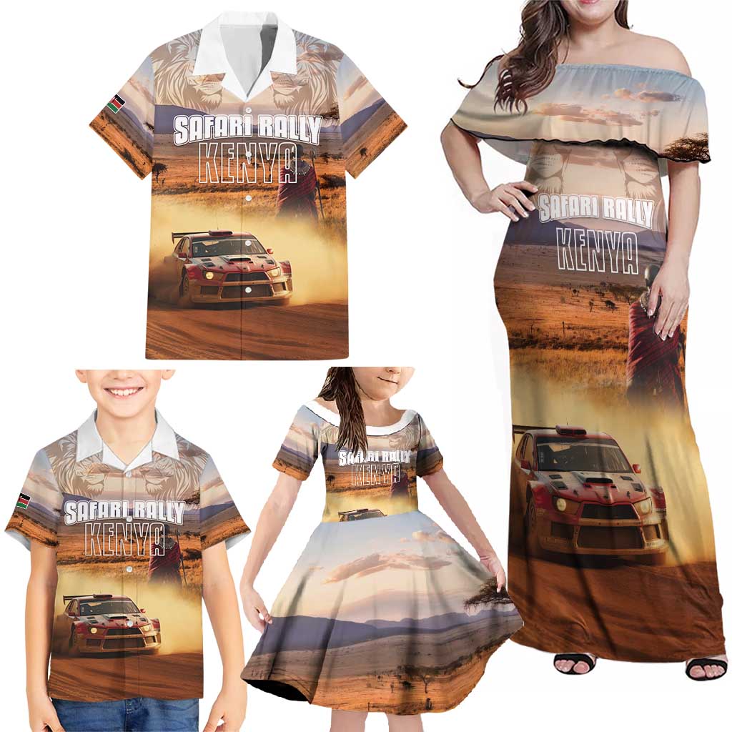 Personalized Kenya Rally Family Matching Off Shoulder Maxi Dress and Hawaiian Shirt Road To Champions