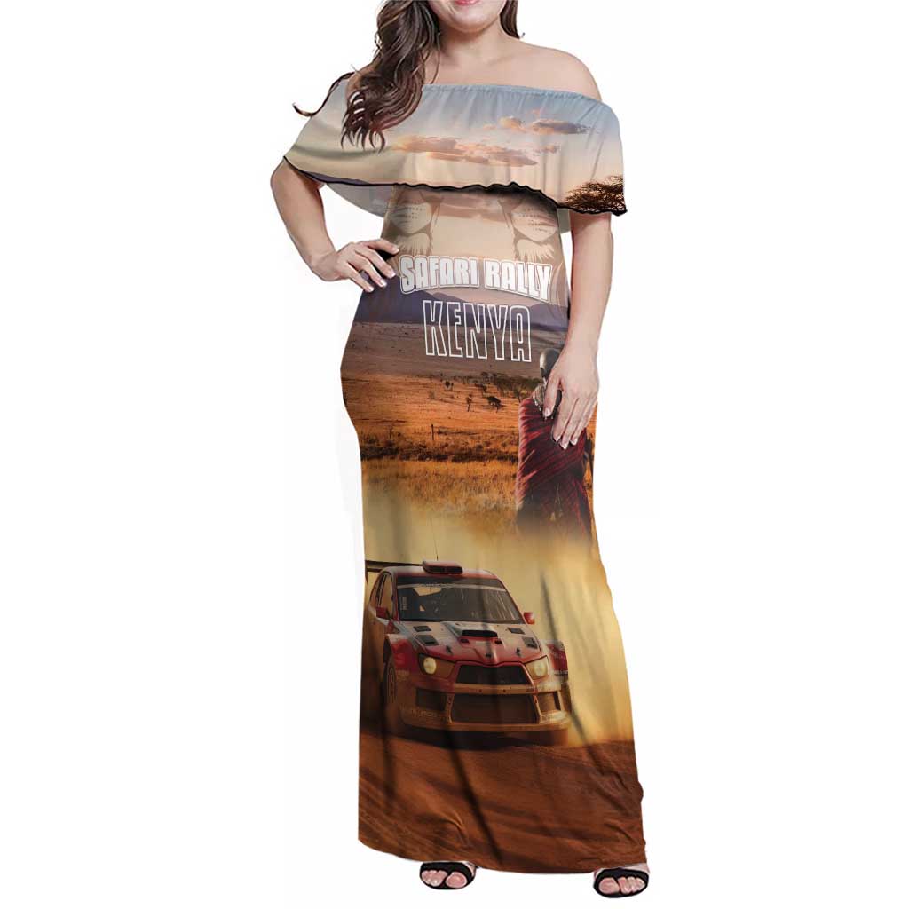 Personalized Kenya Rally Family Matching Off Shoulder Maxi Dress and Hawaiian Shirt Road To Champions