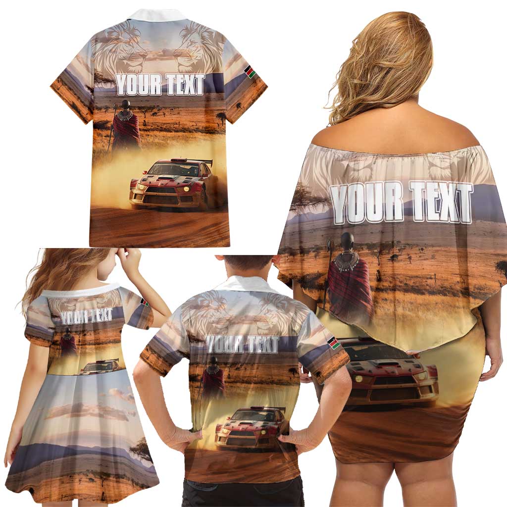 Personalized Kenya Rally Family Matching Off Shoulder Short Dress and Hawaiian Shirt Road To Champions