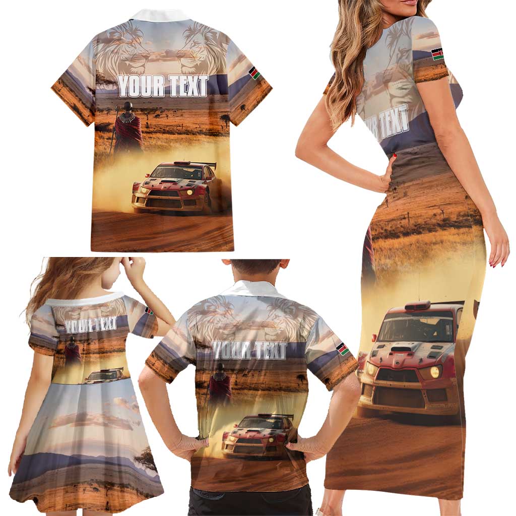 Personalized Kenya Rally Family Matching Short Sleeve Bodycon Dress and Hawaiian Shirt Road To Champions