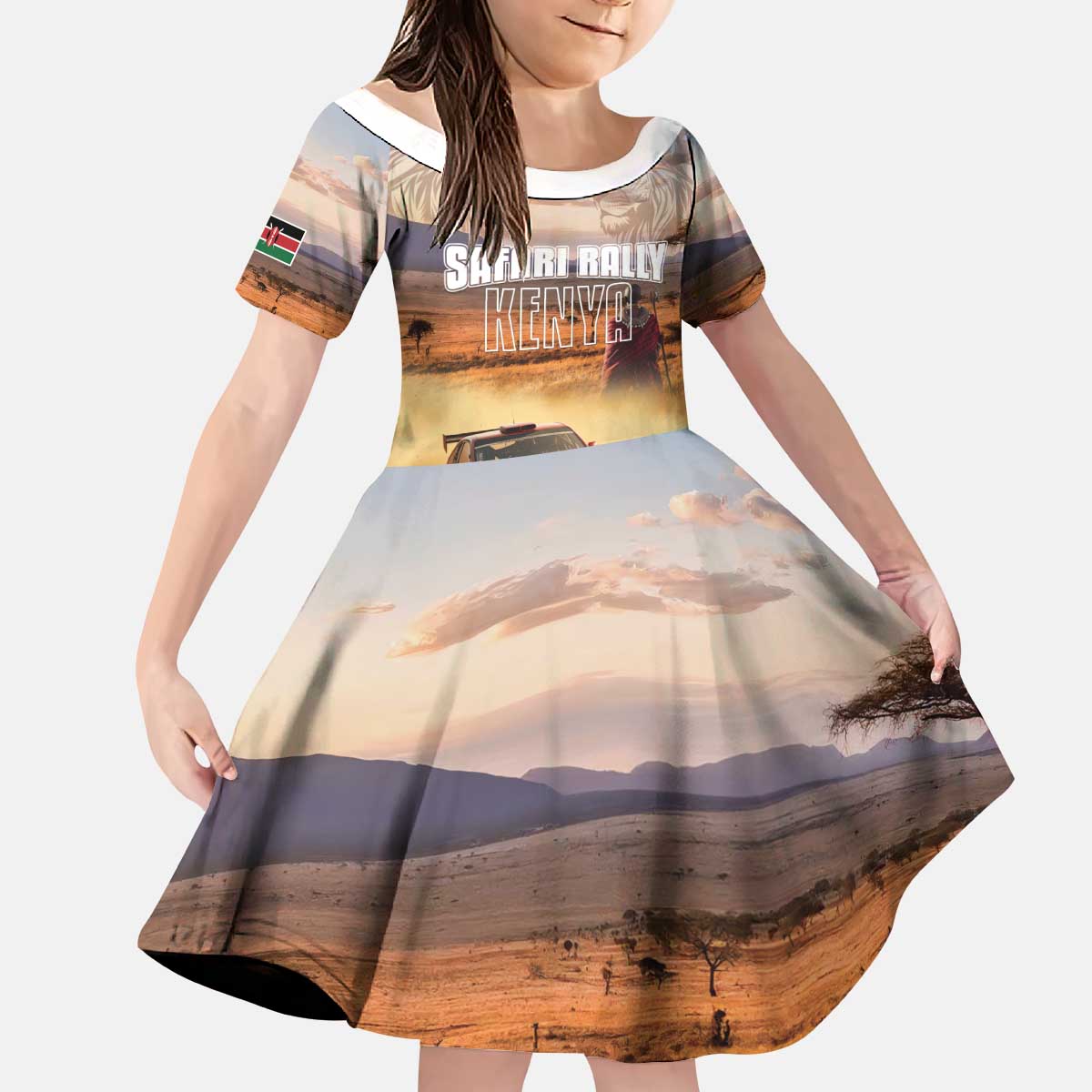 Personalized Kenya Rally Kid Short Sleeve Dress Road To Champions