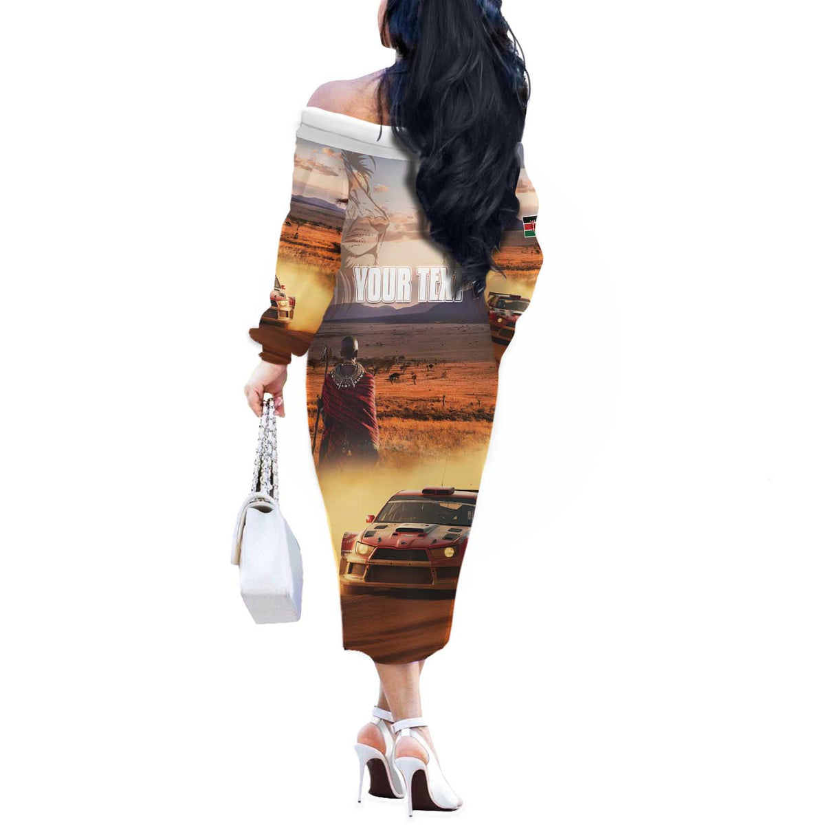 Personalized Kenya Rally Off The Shoulder Long Sleeve Dress Road To Champions