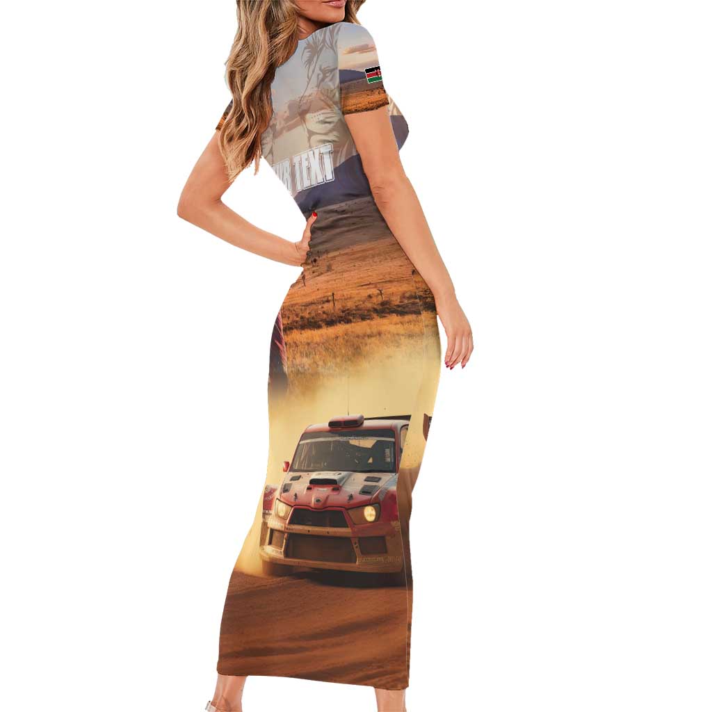 Personalized Kenya Rally Short Sleeve Bodycon Dress Road To Champions