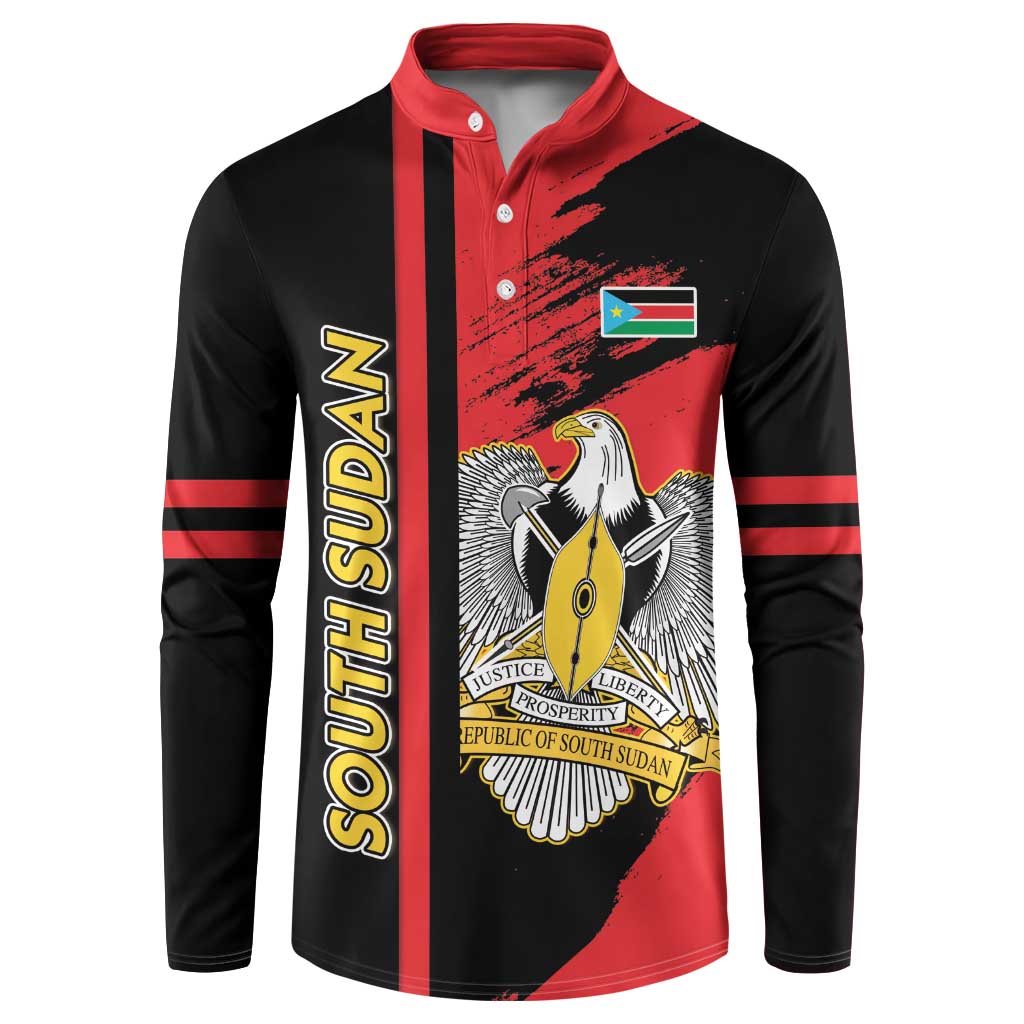 Personalized South Sudan Button Sweatshirt Coat Of Arms - Sporty Style