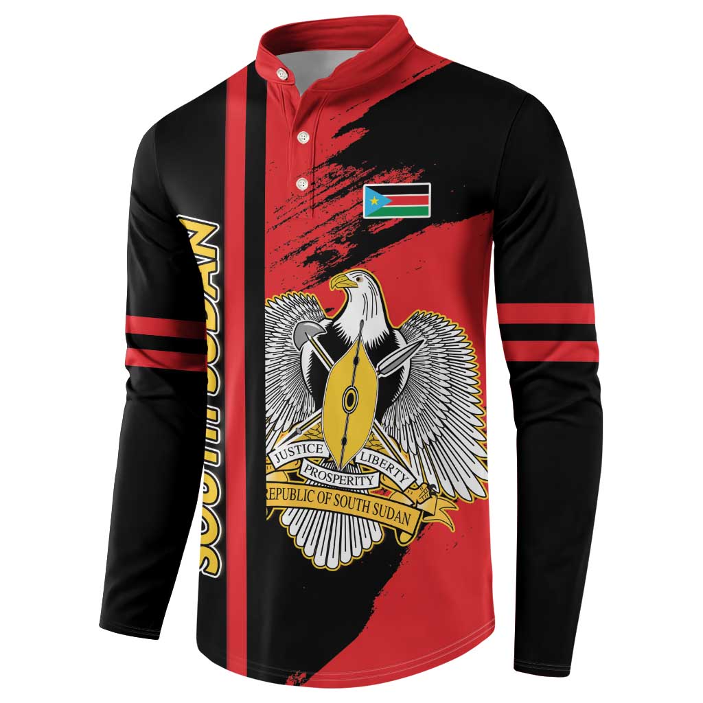 Personalized South Sudan Button Sweatshirt Coat Of Arms - Sporty Style