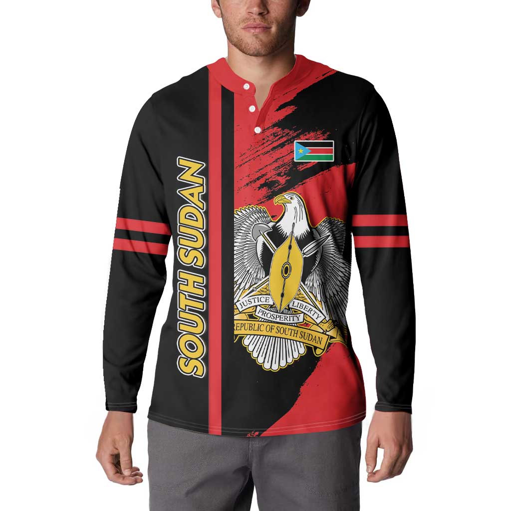Personalized South Sudan Button Sweatshirt Coat Of Arms - Sporty Style
