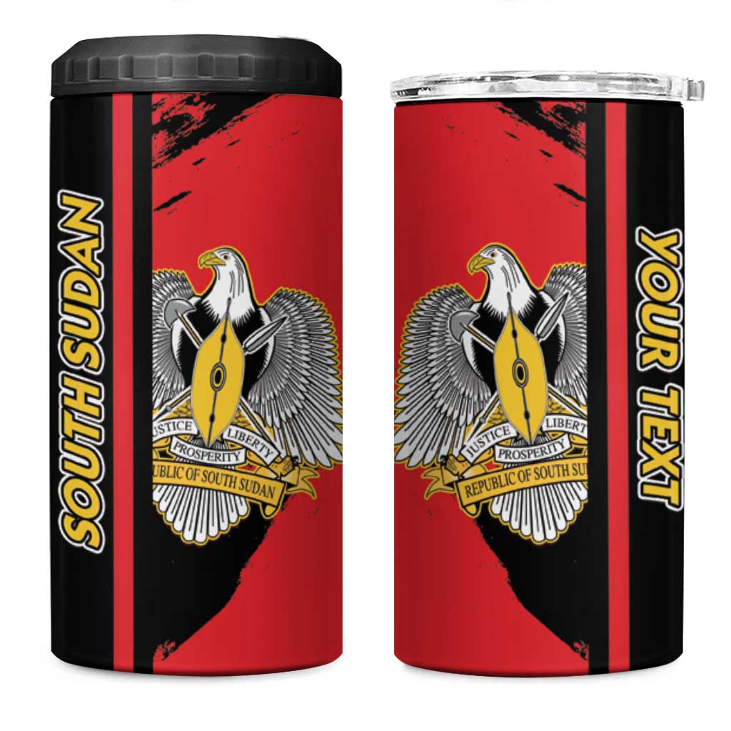 Personalized South Sudan 4 in 1 Can Cooler Tumbler Coat Of Arms - Sporty Style