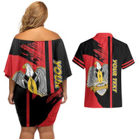 Personalized South Sudan Couples Matching Off Shoulder Short Dress and Hawaiian Shirt Coat Of Arms - Sporty Style
