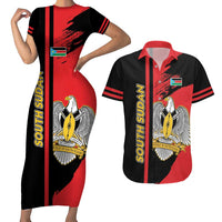 Personalized South Sudan Couples Matching Short Sleeve Bodycon Dress and Hawaiian Shirt Coat Of Arms - Sporty Style