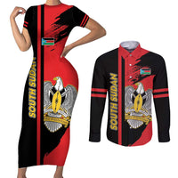 Personalized South Sudan Couples Matching Short Sleeve Bodycon Dress and Long Sleeve Button Shirt Coat Of Arms - Sporty Style