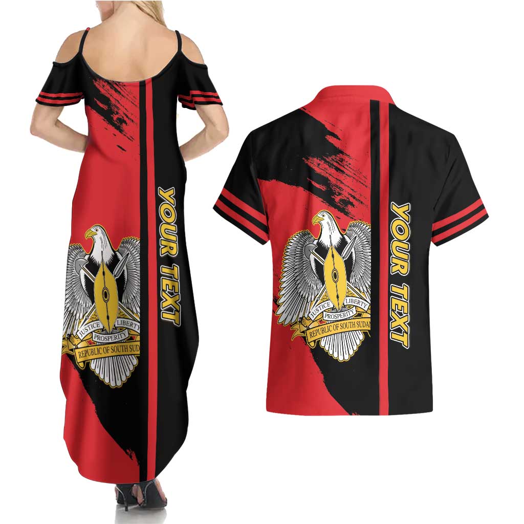 Personalized South Sudan Couples Matching Summer Maxi Dress and Hawaiian Shirt Coat Of Arms - Sporty Style