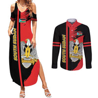 Personalized South Sudan Couples Matching Summer Maxi Dress and Long Sleeve Button Shirt Coat Of Arms - Sporty Style