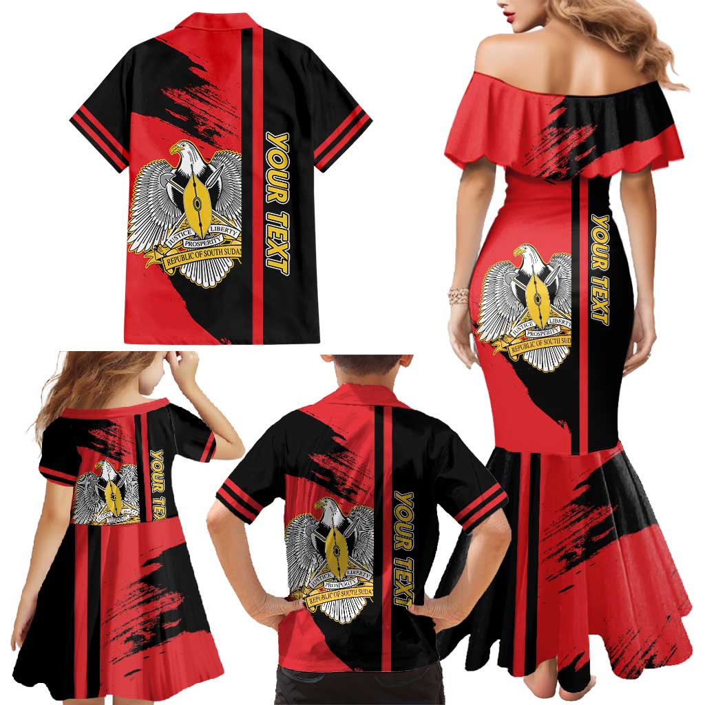 Personalized South Sudan Family Matching Mermaid Dress and Hawaiian Shirt Coat Of Arms - Sporty Style