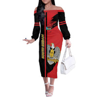 Personalized South Sudan Family Matching Off The Shoulder Long Sleeve Dress and Hawaiian Shirt Coat Of Arms - Sporty Style