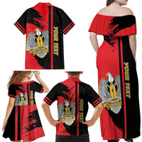 Personalized South Sudan Family Matching Off Shoulder Maxi Dress and Hawaiian Shirt Coat Of Arms - Sporty Style