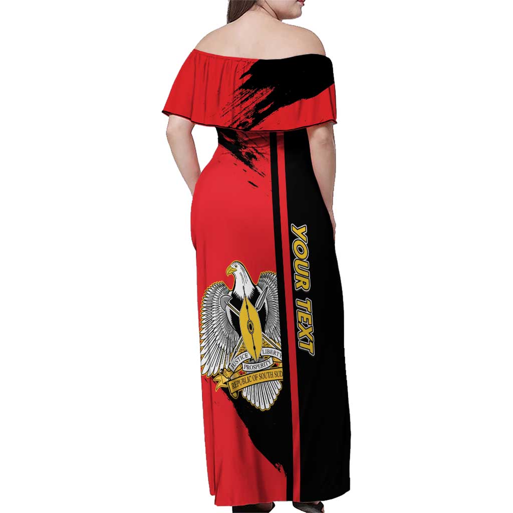 Personalized South Sudan Family Matching Off Shoulder Maxi Dress and Hawaiian Shirt Coat Of Arms - Sporty Style