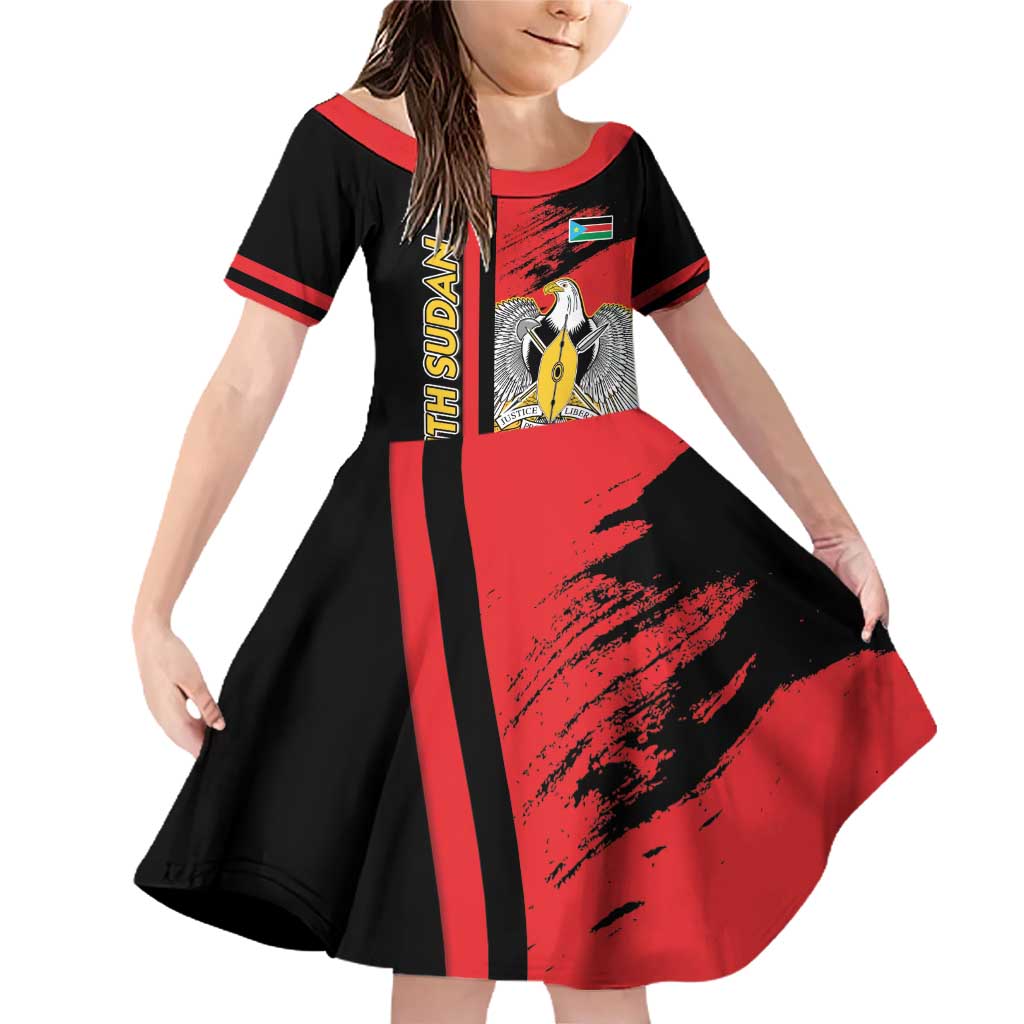 Personalized South Sudan Family Matching Off Shoulder Short Dress and Hawaiian Shirt Coat Of Arms - Sporty Style
