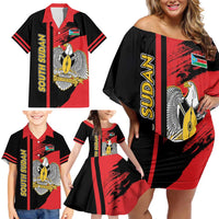 Personalized South Sudan Family Matching Off Shoulder Short Dress and Hawaiian Shirt Coat Of Arms - Sporty Style