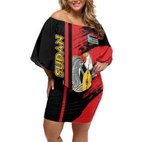 Personalized South Sudan Family Matching Off Shoulder Short Dress and Hawaiian Shirt Coat Of Arms - Sporty Style